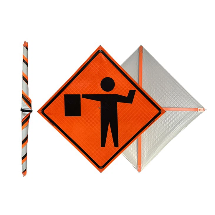 Roll Up Construction Sign Flagger Ahead